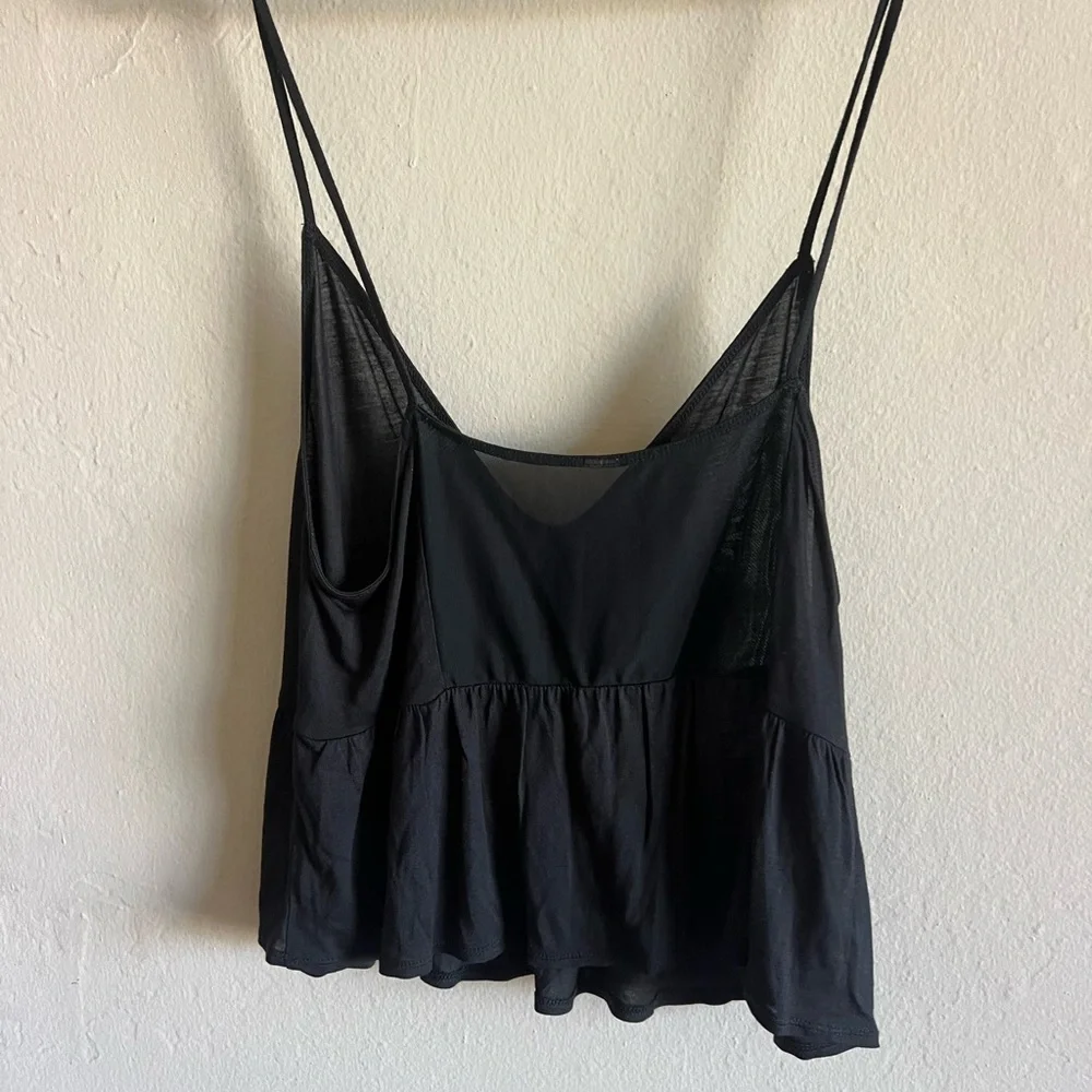ALO Yoga Black Sheer Peplum Camisole